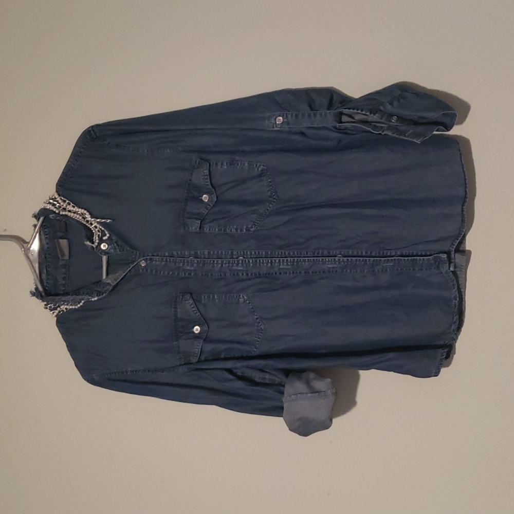 SoHo jewelry neck denim shirt